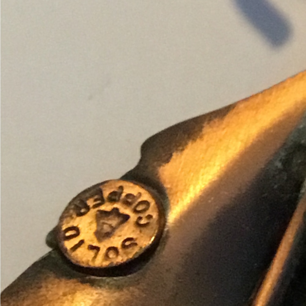 Vintage Solid Copper Textured Bug Pin - image 3